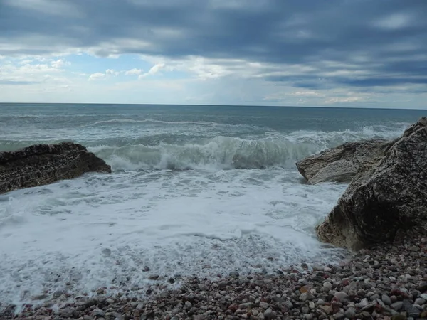 Storm Perazica Petrovac Moru Montenegro Подорож Адріатичним Морем — стокове фото