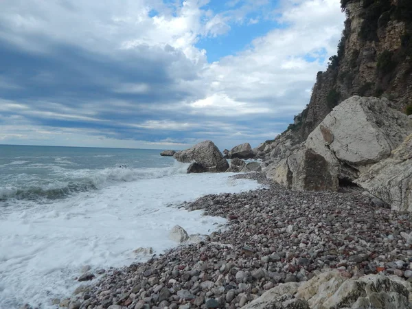 Storm Perazica Petrovac Moru Montenegro Resor Adriatiska Havet — Stockfoto