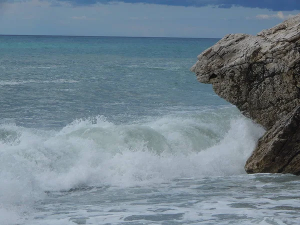 Storm Perazica Petrovac Moru Montenegro Resor Adriatiska Havet — Stockfoto