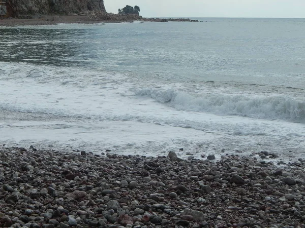 Storm Perazica Petrovac Moru Montenegro Resor Adriatiska Havet — Stockfoto