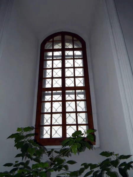 Okno Architektura Ukraińskiego Baroku Fragment Budynku — Zdjęcie stockowe