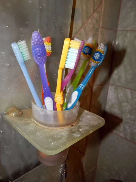 Bathroom Accessories Hygiene Toothbrushes — Stock Photo, Image