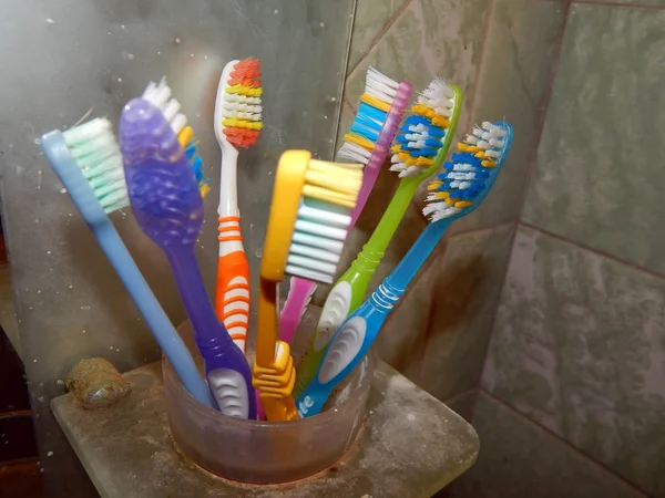 Bathroom Accessories Hygiene Toothbrushes — Stock Photo, Image