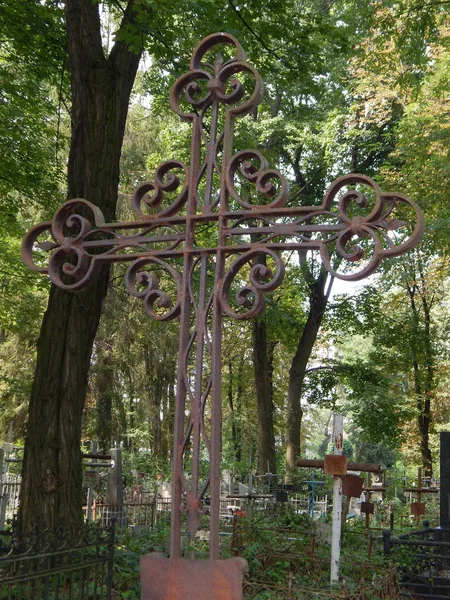 Croci Tombe Cimitero Recinzioni — Foto Stock