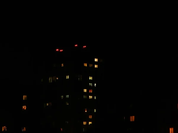 Éjszaka Táj Homlokzatok Windows Házak Város — Stock Fotó