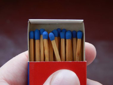 Set of wooden matches with a head of sulfur in a box
