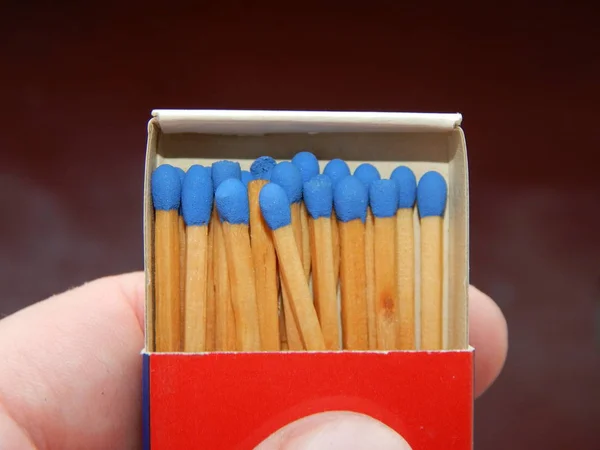 Set Wooden Matches Head Sulfur Box — Stock Photo, Image