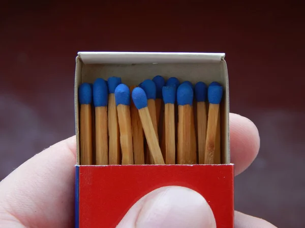 Set Wooden Matches Head Sulfur Box — Stock Photo, Image