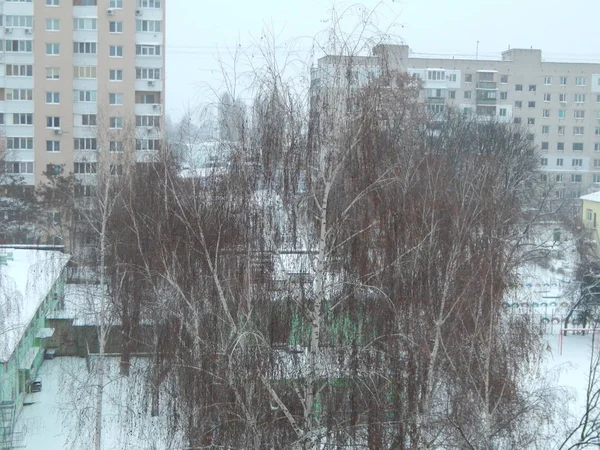 Miasto Śnieg Zimą Tekstury Ulicy — Zdjęcie stockowe