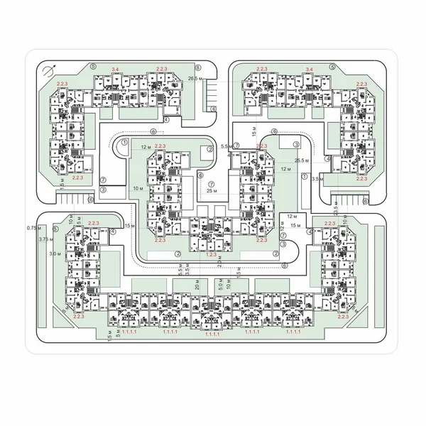 Diseño Una Zona Residencial Ciudad Plan — Vector de stock