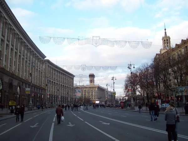 Kiev Oekraïne September 2012 Mensen Auto Straat — Stockfoto