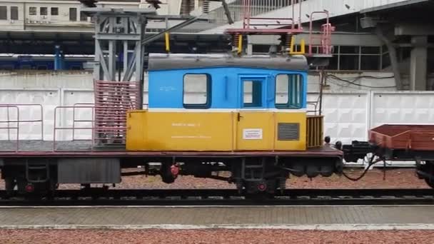 Kiew Ukraine Juli 2018 Lokomotive Waggons Eisenbahnwaggon — Stockvideo