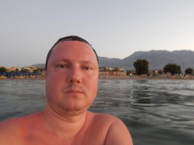 Kavros, Crete, Yunanistan - 16 Ağustos 2014: Oleg Prokopenko Model ben