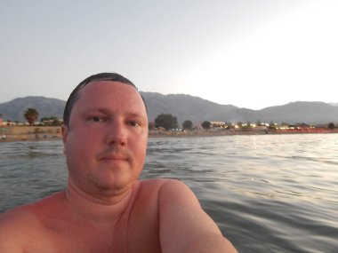 Kavros, Crete, Yunanistan - 16 Ağustos 2014: Oleg Prokopenko Model ben