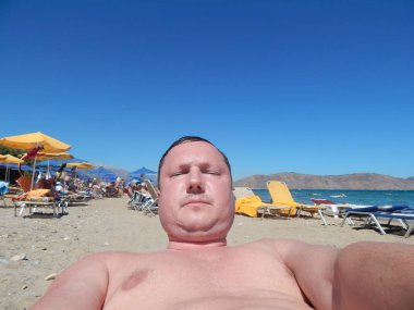 Kavros, Crete, Yunanistan - 16 Ağustos 2014: Oleg Prokopenko Model ben