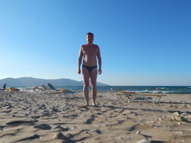 Kavros, Crete, Yunanistan - 16 Ağustos 2014: Oleg Prokopenko Model ben