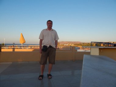 Kavros, Crete, Yunanistan - 16 Ağustos 2014: Oleg Prokopenko Model ben