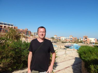 Sharm El Sheikh, Mısır - 17 Ağustos 2014: Oleg Prokopenko res üzerinde
