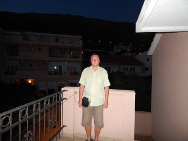 Petrovac, Karadağ - 29 Ağustos 2014. Oleg Prokopenko model