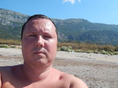 Petrovac, Karadağ - 29 Ağustos 2014. Oleg Prokopenko model