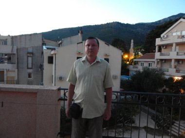 Petrovac, Karadağ - 29 Ağustos 2014. Oleg Prokopenko model