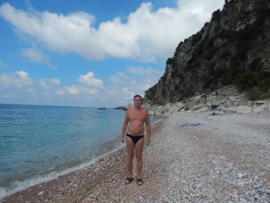 Petrovac, Karadağ - 29 Ağustos 2014. Oleg Prokopenko model