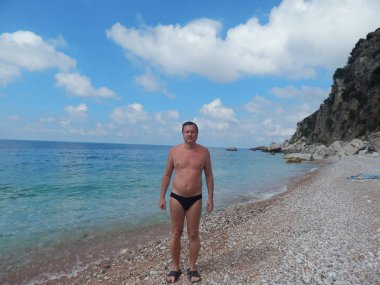 Petrovac, Karadağ - 29 Ağustos 2014. Oleg Prokopenko model