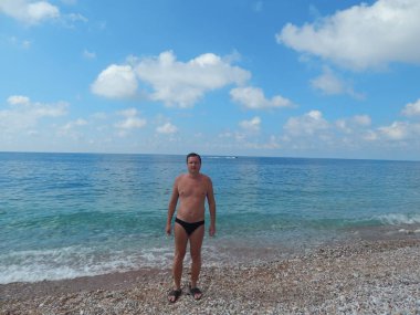 Petrovac, Karadağ - 29 Ağustos 2014. Oleg Prokopenko model