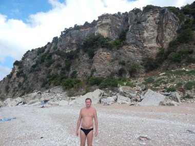 Petrovac, Karadağ - 29 Ağustos 2014. Oleg Prokopenko model