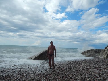 Petrovac, Karadağ - 29 Ağustos 2014. Oleg Prokopenko model