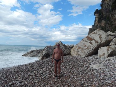 Petrovac, Karadağ - 29 Ağustos 2014. Oleg Prokopenko model