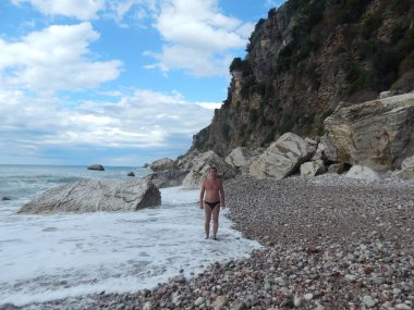 Petrovac, Karadağ - 29 Ağustos 2014. Oleg Prokopenko model