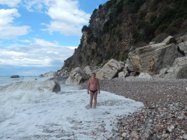 Petrovac, Karadağ - 29 Ağustos 2014. Oleg Prokopenko model