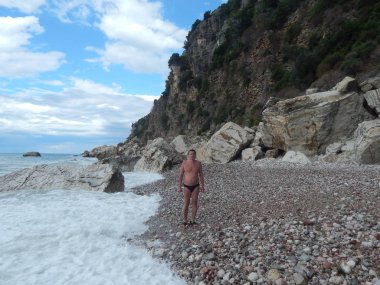 Petrovac, Karadağ - 29 Ağustos 2014. Oleg Prokopenko model