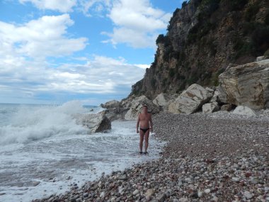 Petrovac, Karadağ - 29 Ağustos 2014. Oleg Prokopenko model