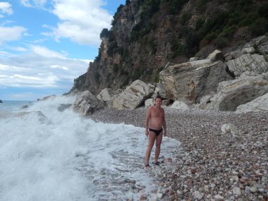 Petrovac, Karadağ - 29 Ağustos 2014. Oleg Prokopenko model