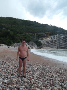 Petrovac, Karadağ - 29 Ağustos 2014. Oleg Prokopenko model