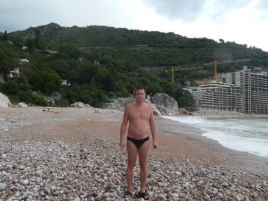 Petrovac, Karadağ - 29 Ağustos 2014. Oleg Prokopenko model