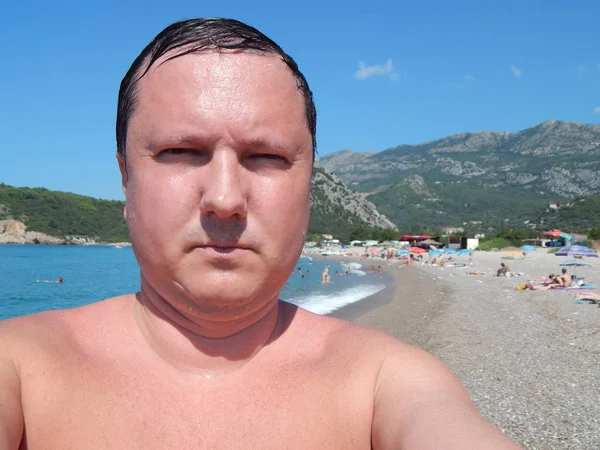 Petrovac, Karadağ - 29 Ağustos 2014. Oleg Prokopenko model