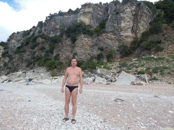 PETROVAC, MONTENEGRO - 29 de agosto de 2014. Modelo Oleg Prokopenko em — Fotografia de Stock