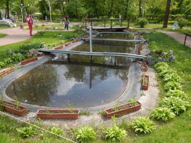 Park Kiev minyatür, Kiev, Ukrayna - 1 Mayıs 2016. Architectur