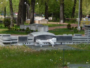 Park Kiev minyatür, Kiev, Ukrayna - 1 Mayıs 2016. Architectur