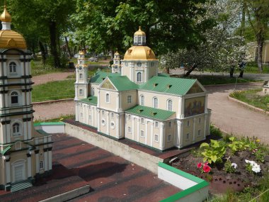 Park Kiev minyatür, Kiev, Ukrayna - 1 Mayıs 2016. Architectur
