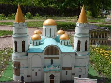 Park Kiev minyatür, Kiev, Ukrayna - 1 Mayıs 2016. Architectur