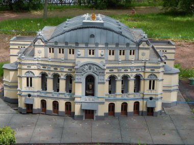Park Kiev minyatür, Kiev, Ukrayna - 1 Mayıs 2016. Architectur