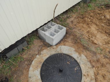 Concreting temel blokları, cinder, beton iş