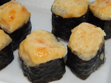 Bir restorandan suşi yakın çekim