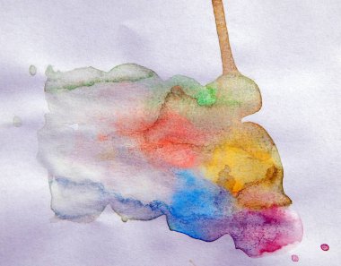 Suluboya çizimler beyaz kağıt arka plan üzerine çizilmiş boyalar