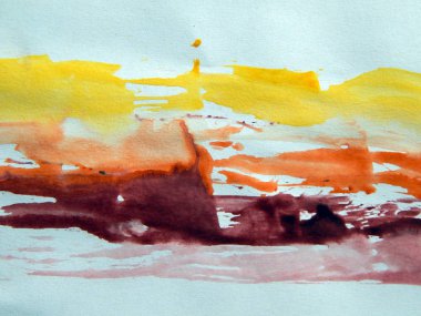 Suluboya çizimler beyaz kağıt arka plan üzerine çizilmiş boyalar