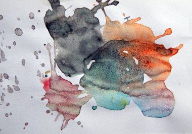 Suluboya çizimler beyaz kağıt arka plan üzerine çizilmiş boyalar